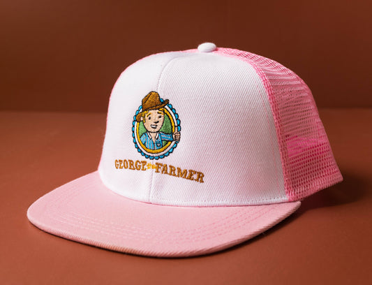 George-the-Farmer Embroidered Trucker Cap: Pink